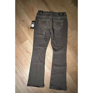 True Religion Becca Mid Rise Bootcut Big T Jeans W28 Charcoal / Pink NWT